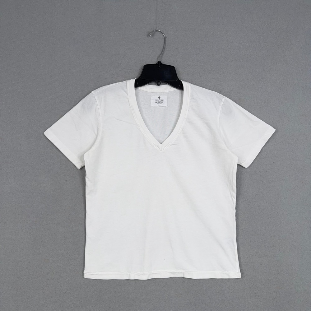 The Classic T-Shirt Company T-Shirt Women Small White V-Neck Organic Cotton Tee